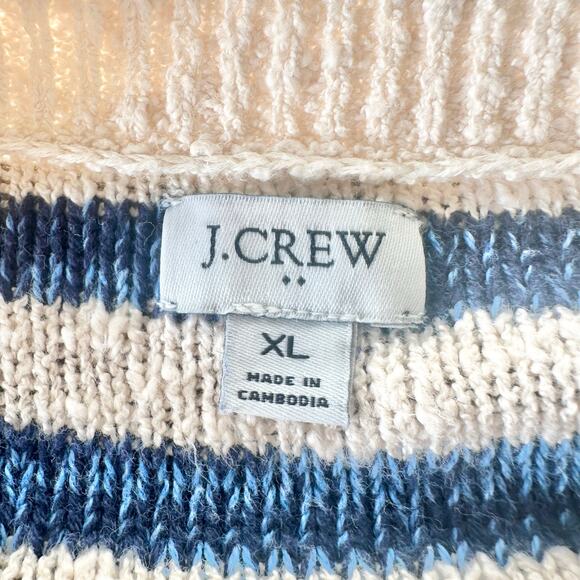 J. Crew Striped slub cardigan sweater XL EUC Nautical Preppy Coastal - Picture 4 of 6